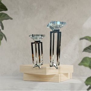 Deco 79 Glam Stainless Steel Solid Candle Holder, Set of 2 10", 13"H, Silver